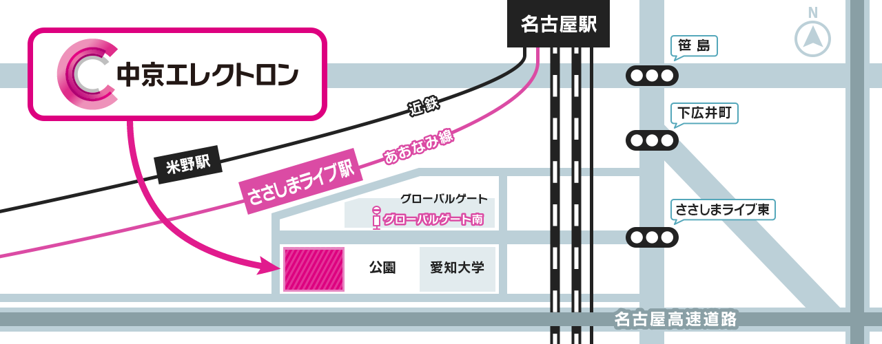 中京エレクトロンへのアクセスマップ